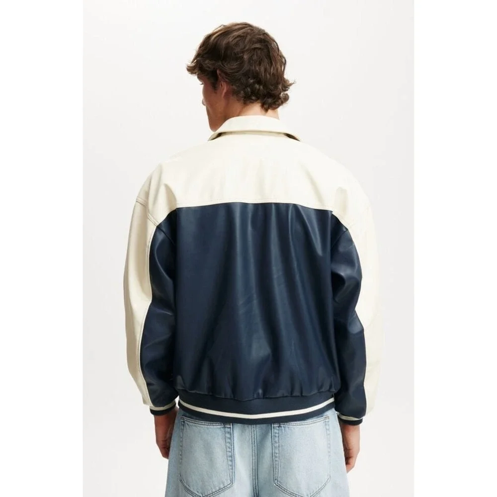 NWT Cotton on Faux Leather Western Jacket Mens Sz‎ XL Vintage Navy